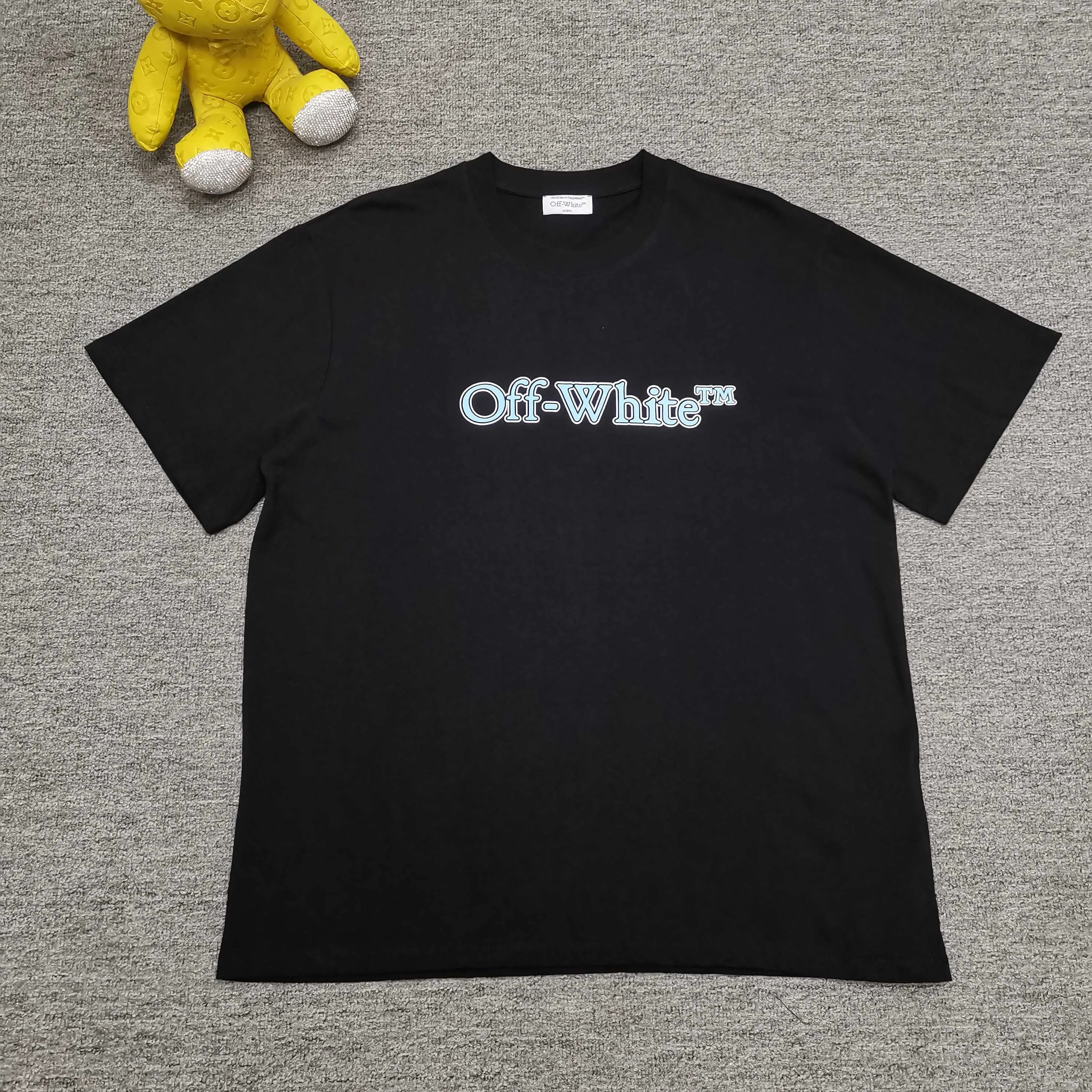 Top version ❤️off white new loose version blue letter short-sleeved T-shirt Size: S M L XL Color: Black White P240